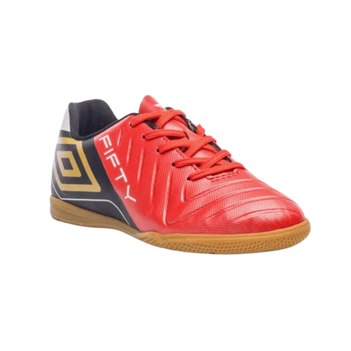 Chuteira Indoor Infantil Umbro Fifty Vi Vermelha Laranja/Preto/Amarelo 2