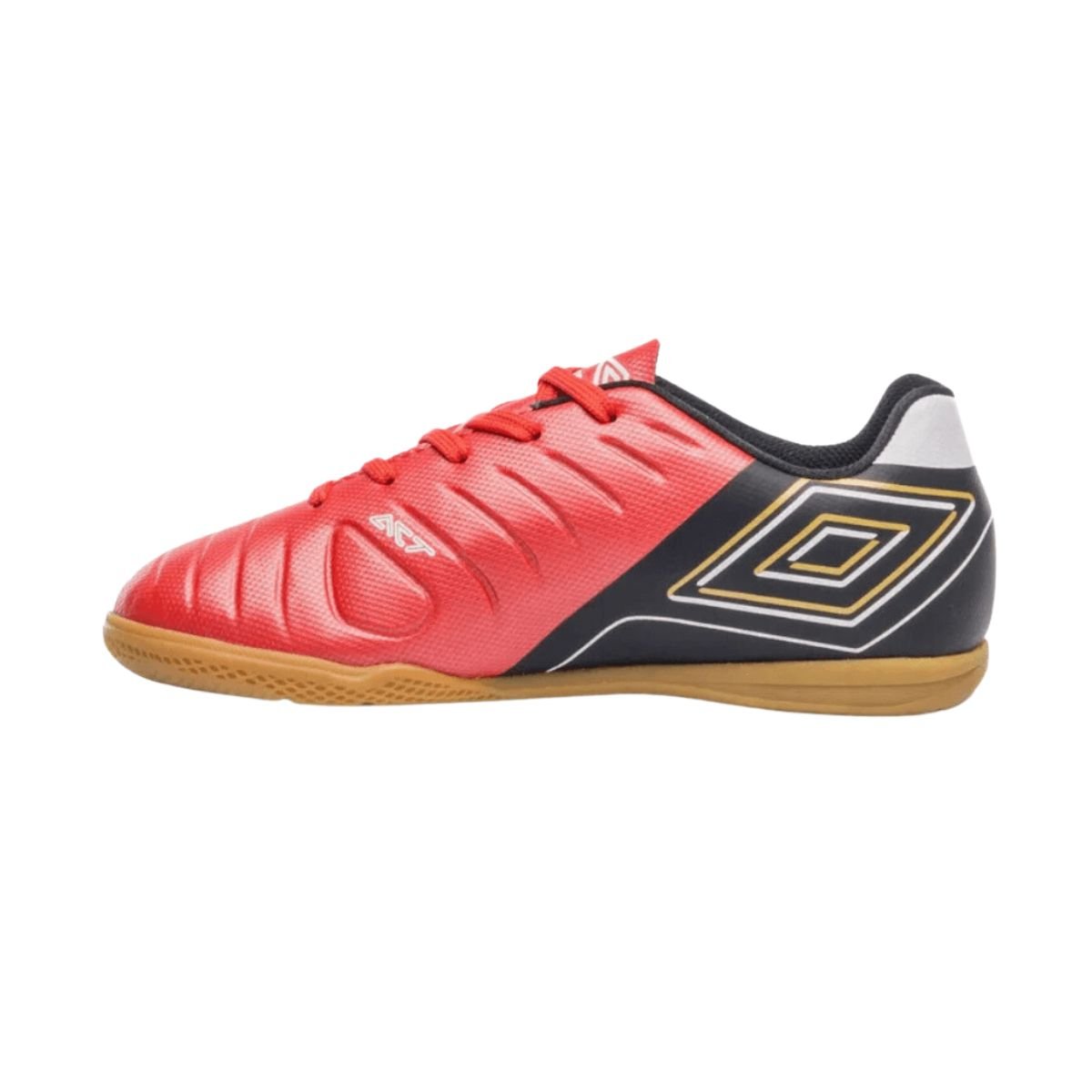 Chuteira Indoor Infantil Umbro Fifty Vi Vermelha Laranja/Preto/Amarelo 5