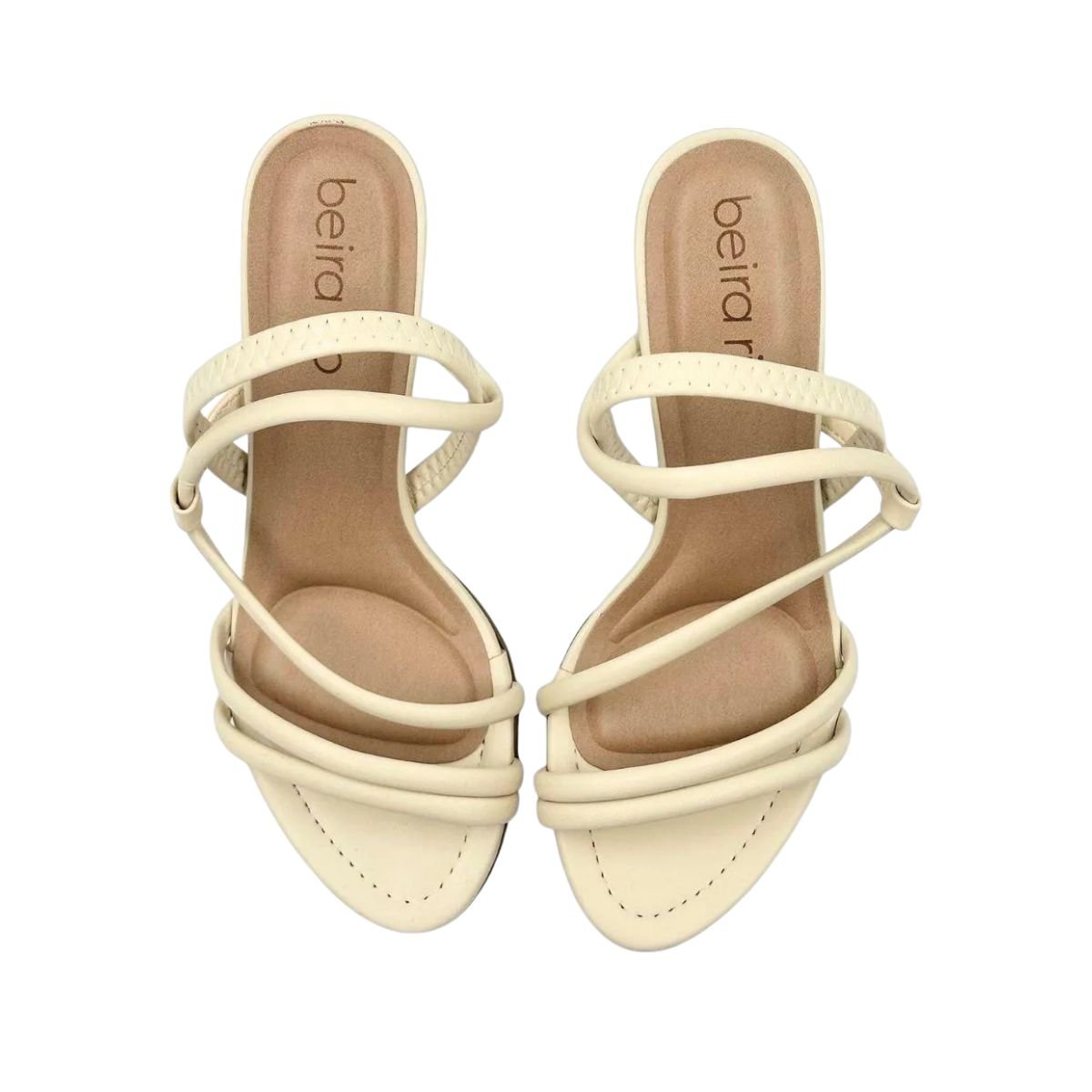 Sandália Feminina Salto Médio Grosso Beira Rio Creme Creme 3