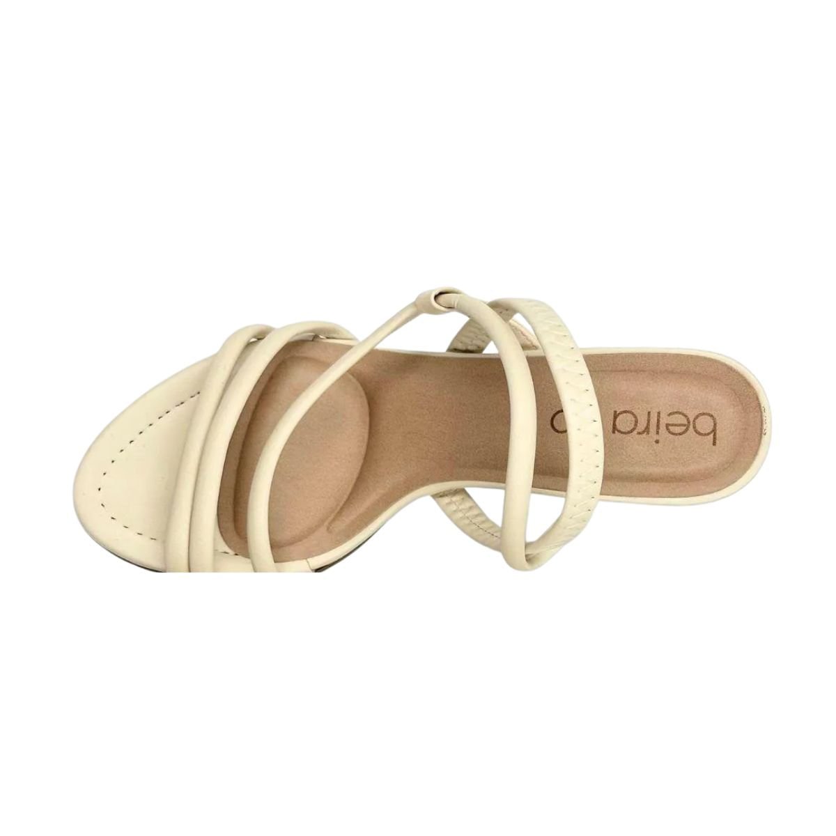 Sandália Feminina Salto Médio Grosso Beira Rio Creme Creme 5