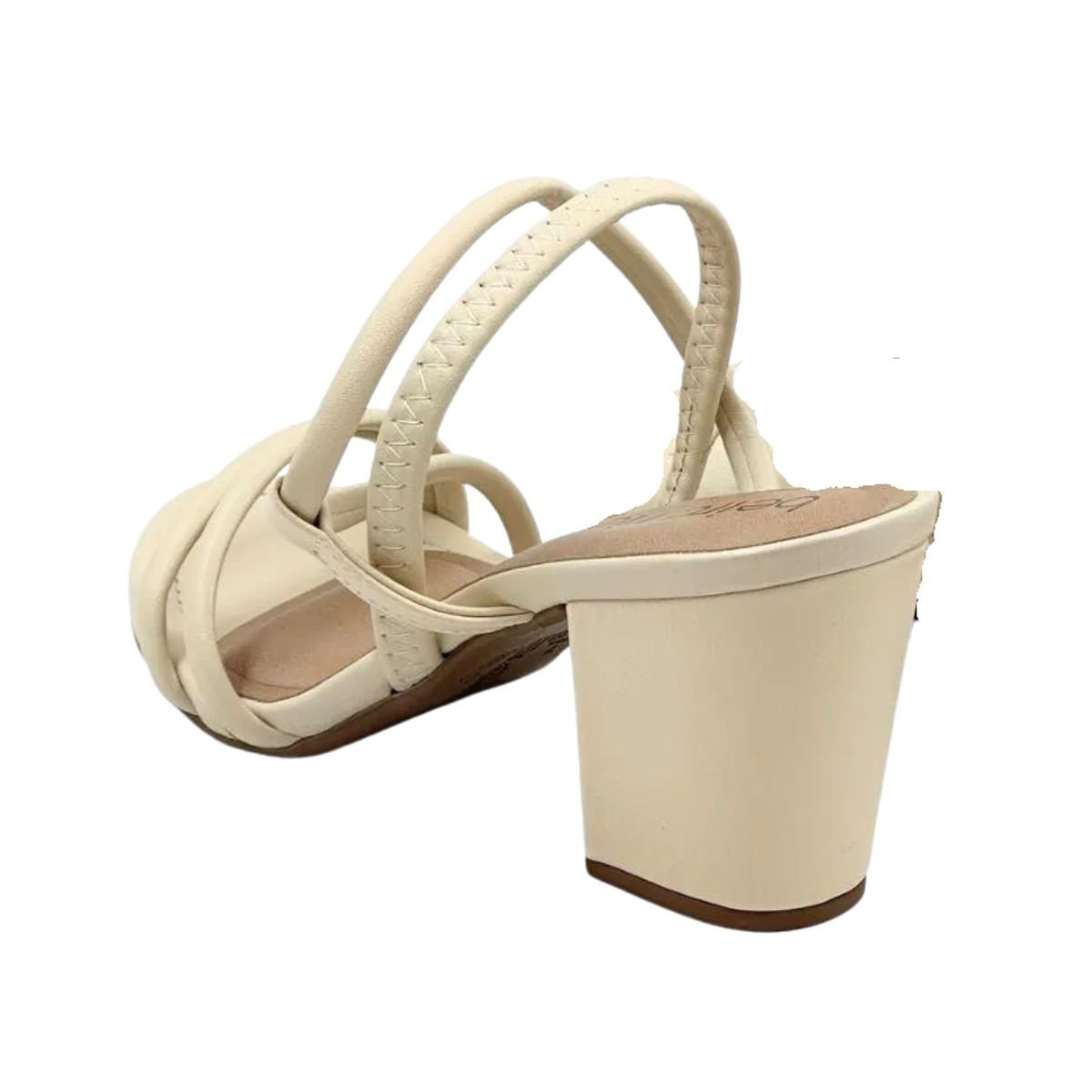 Sandália Feminina Salto Médio Grosso Beira Rio Creme Creme 6