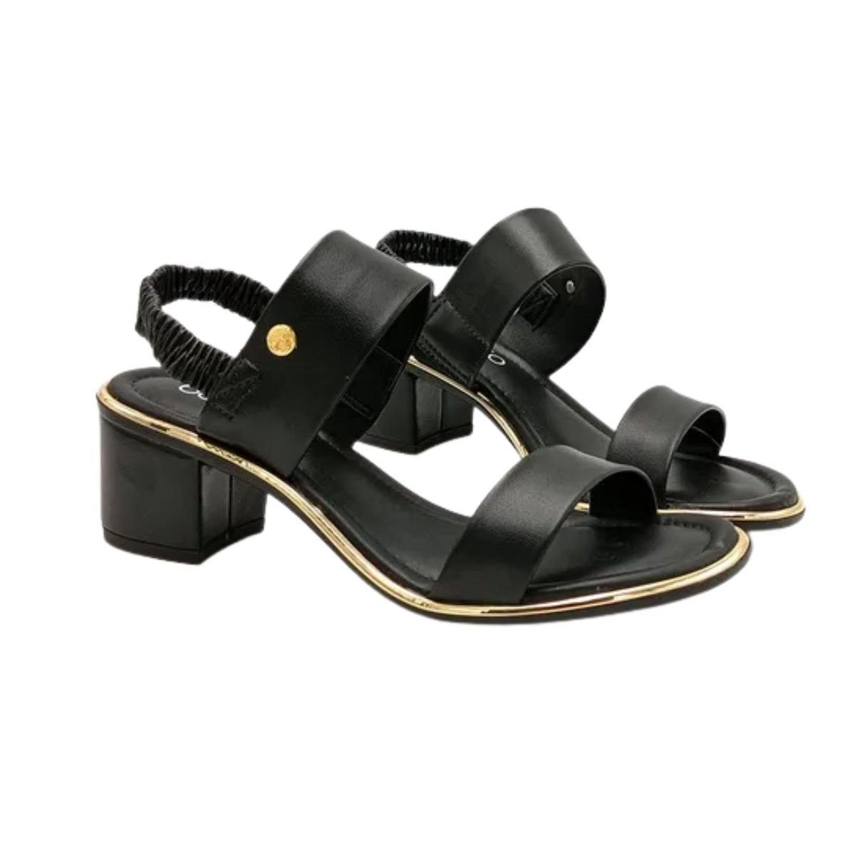 Sandália Feminina Salto Médio Grosso Beira Rio Preta Preto/Dourado 3