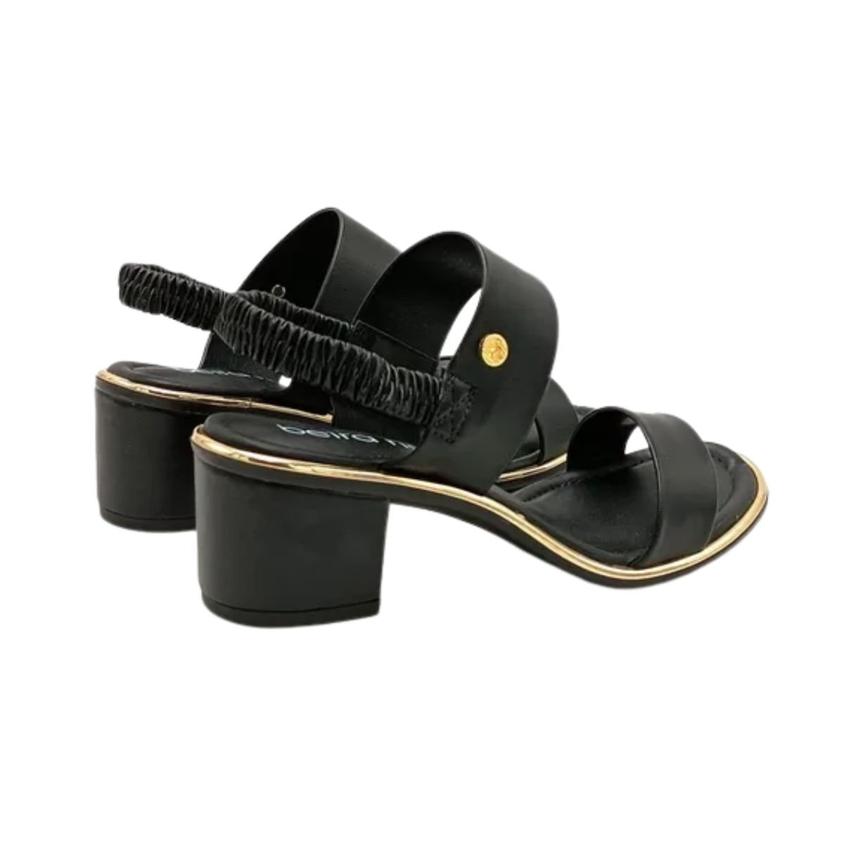 Sandália Feminina Salto Médio Grosso Beira Rio Preta Preto/Dourado 6