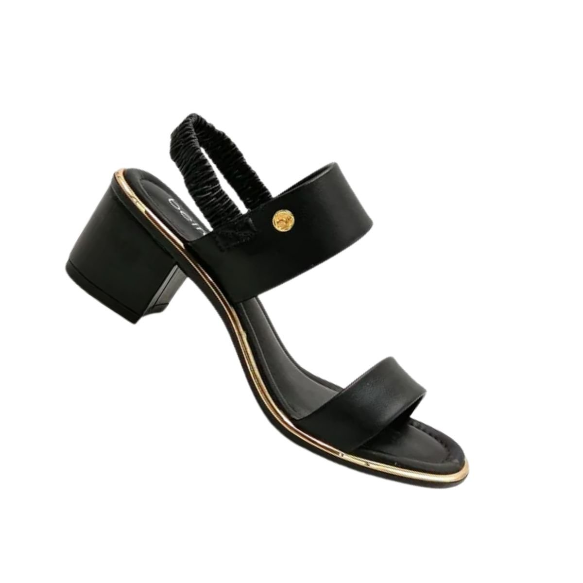 Sandália Feminina Salto Médio Grosso Beira Rio Preta Preto/Dourado 7
