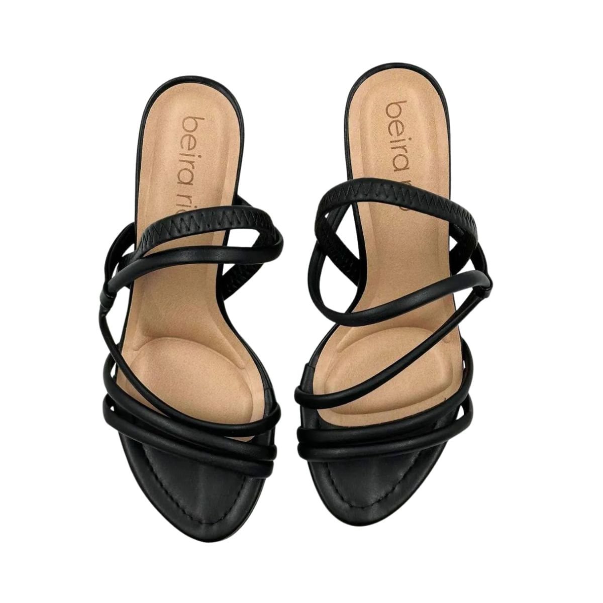 Sandália Feminina Salto Médio Grosso Beira Rio Preta Preto 3