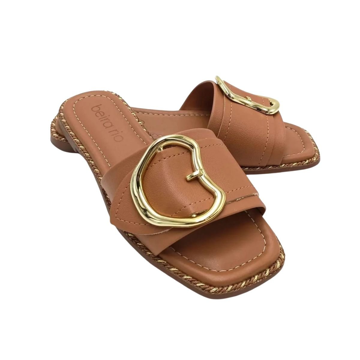 Tamanco Feminino Rasteiro Beira Rio Caramelo Marrom 3