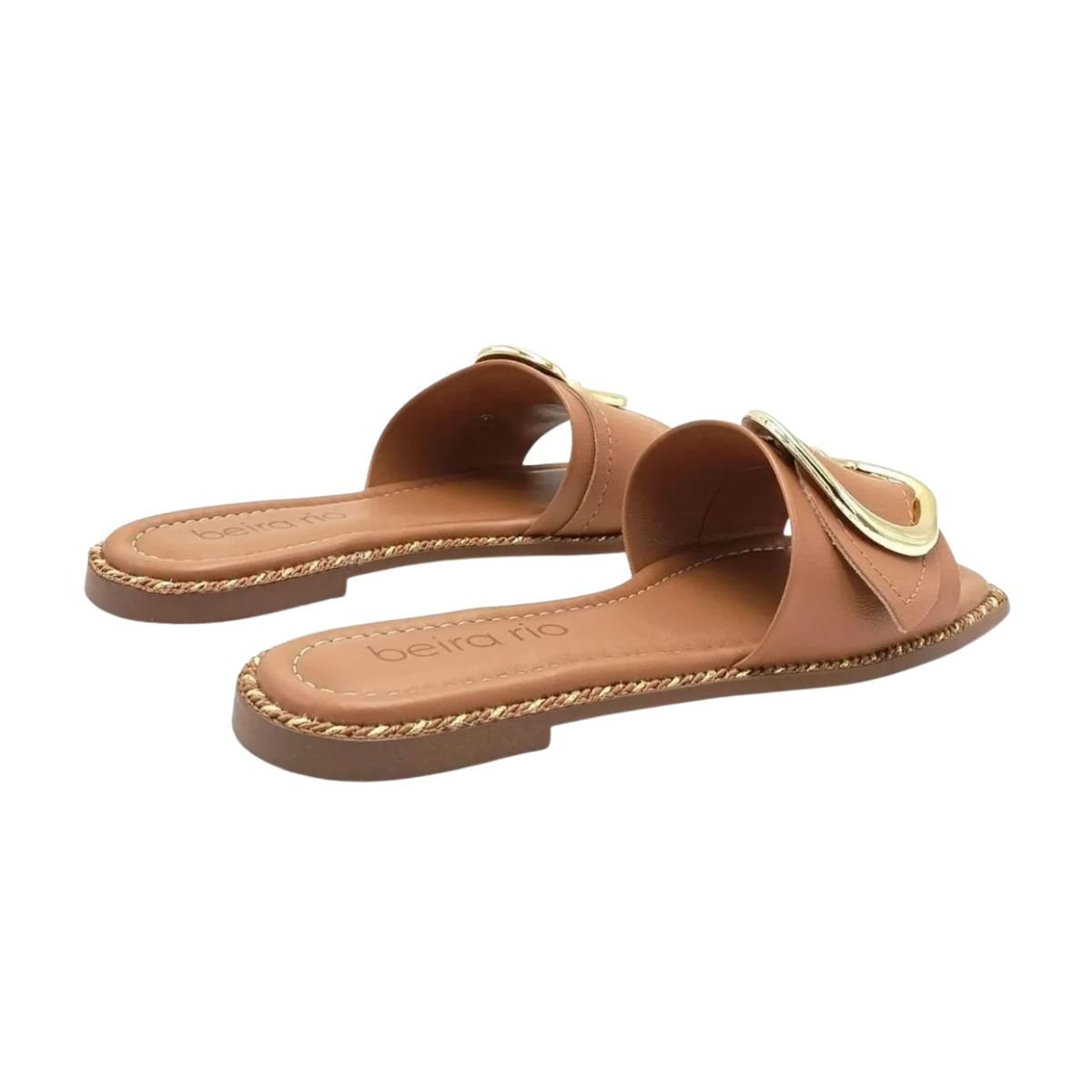 Tamanco Feminino Rasteiro Beira Rio Caramelo Marrom 4