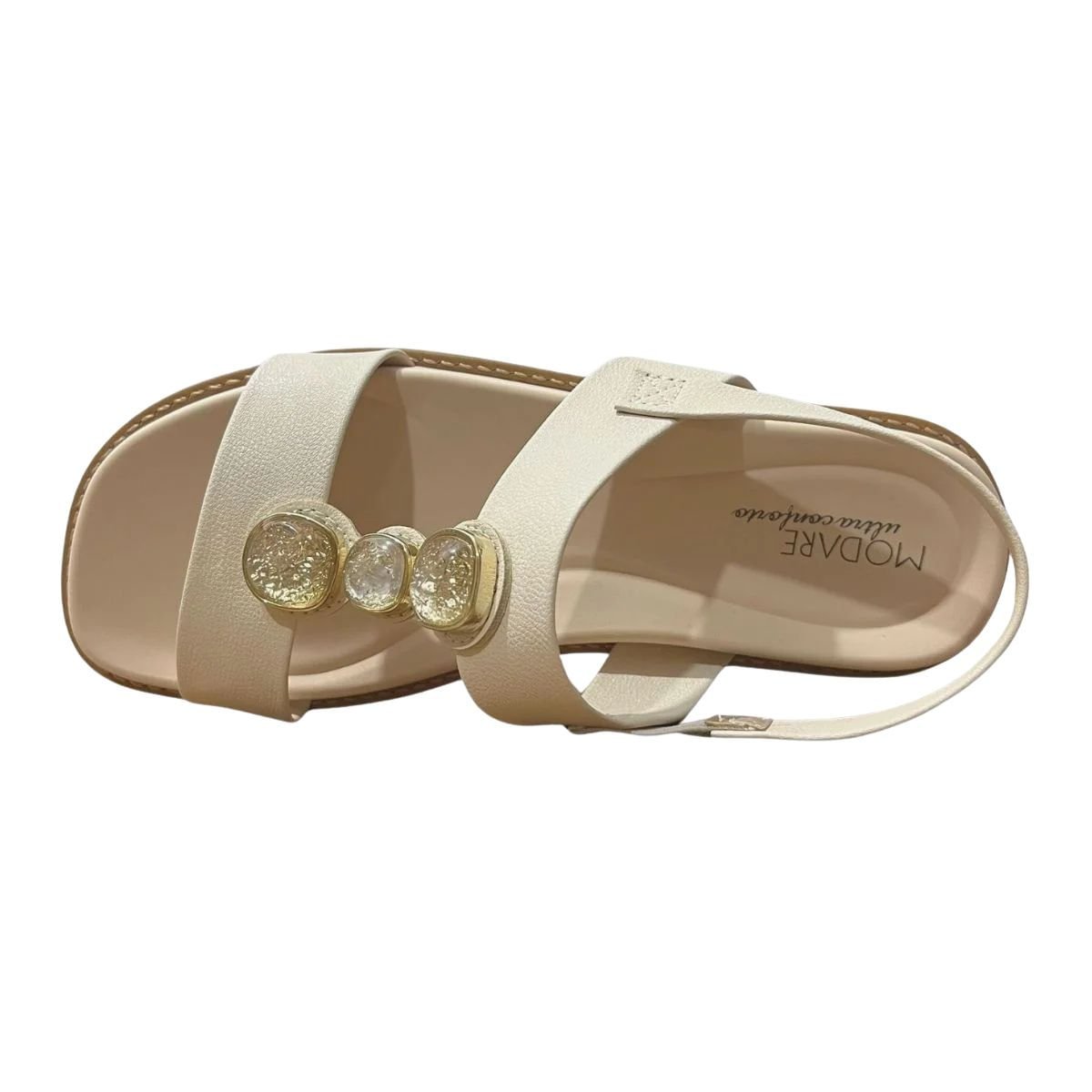 Sandália Feminina Salto Baixo Modare Creme Bege 4