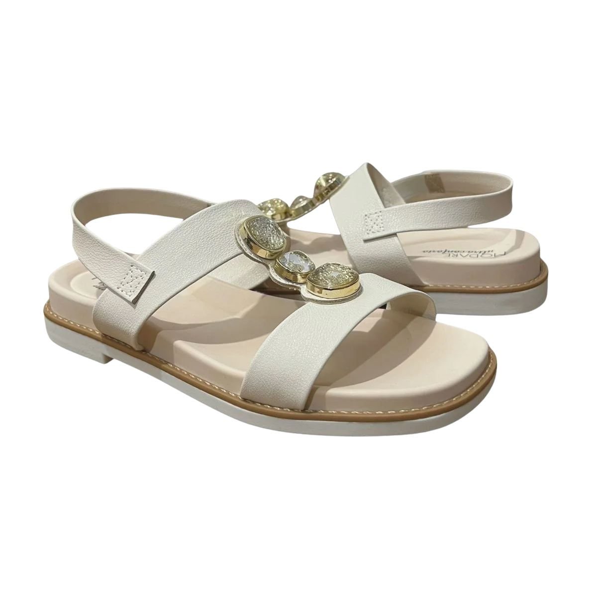 Sandália Feminina Salto Baixo Modare Creme Bege 3