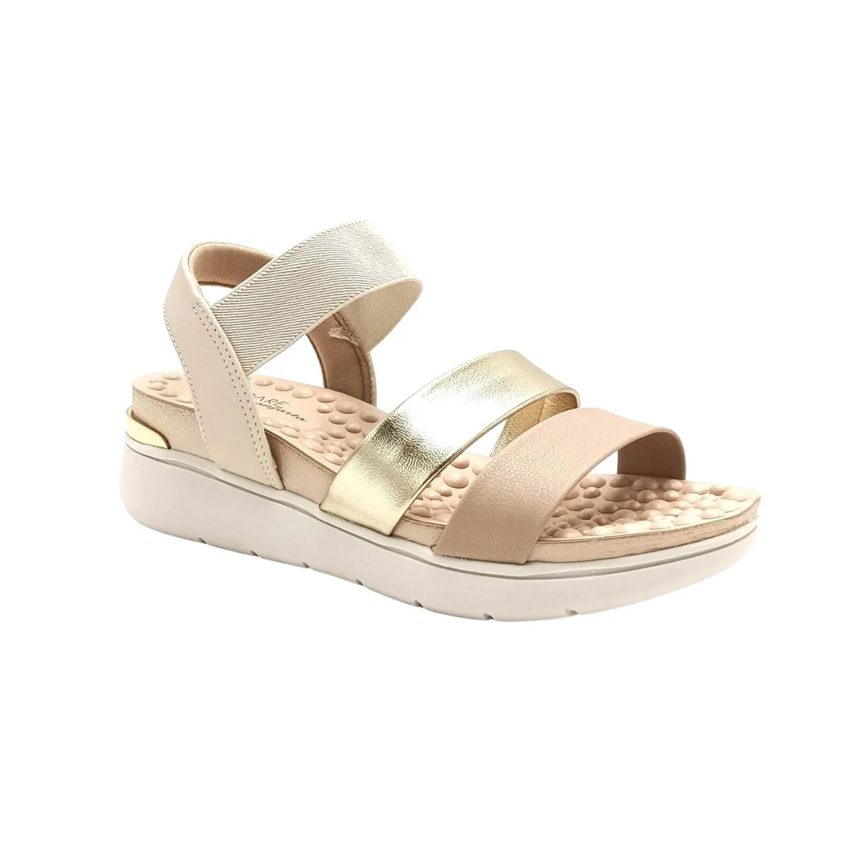 Sandália Feminina Anabela Modare Creme Bege/Dourado 2