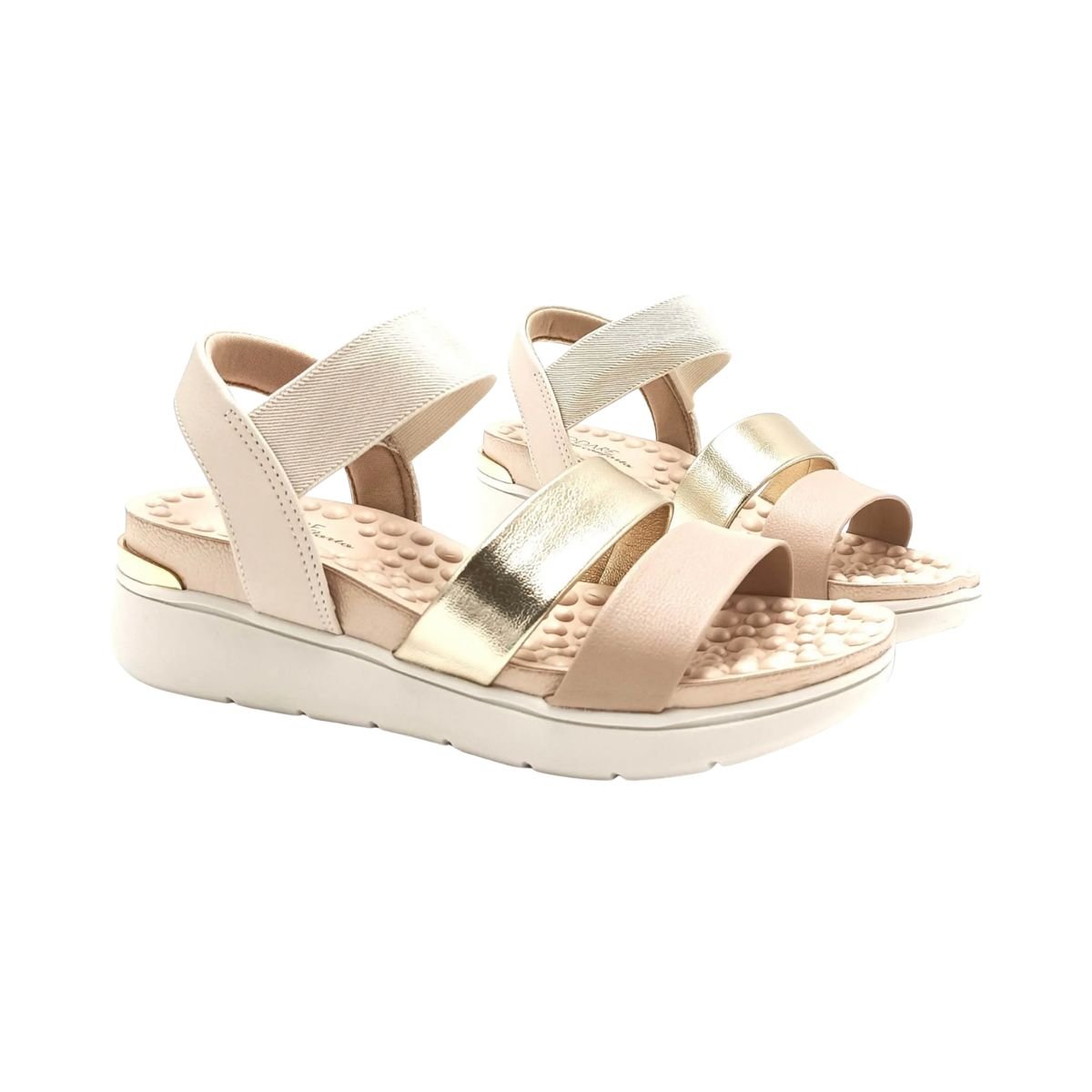 Sandália Feminina Anabela Modare Creme Bege/Dourado 3