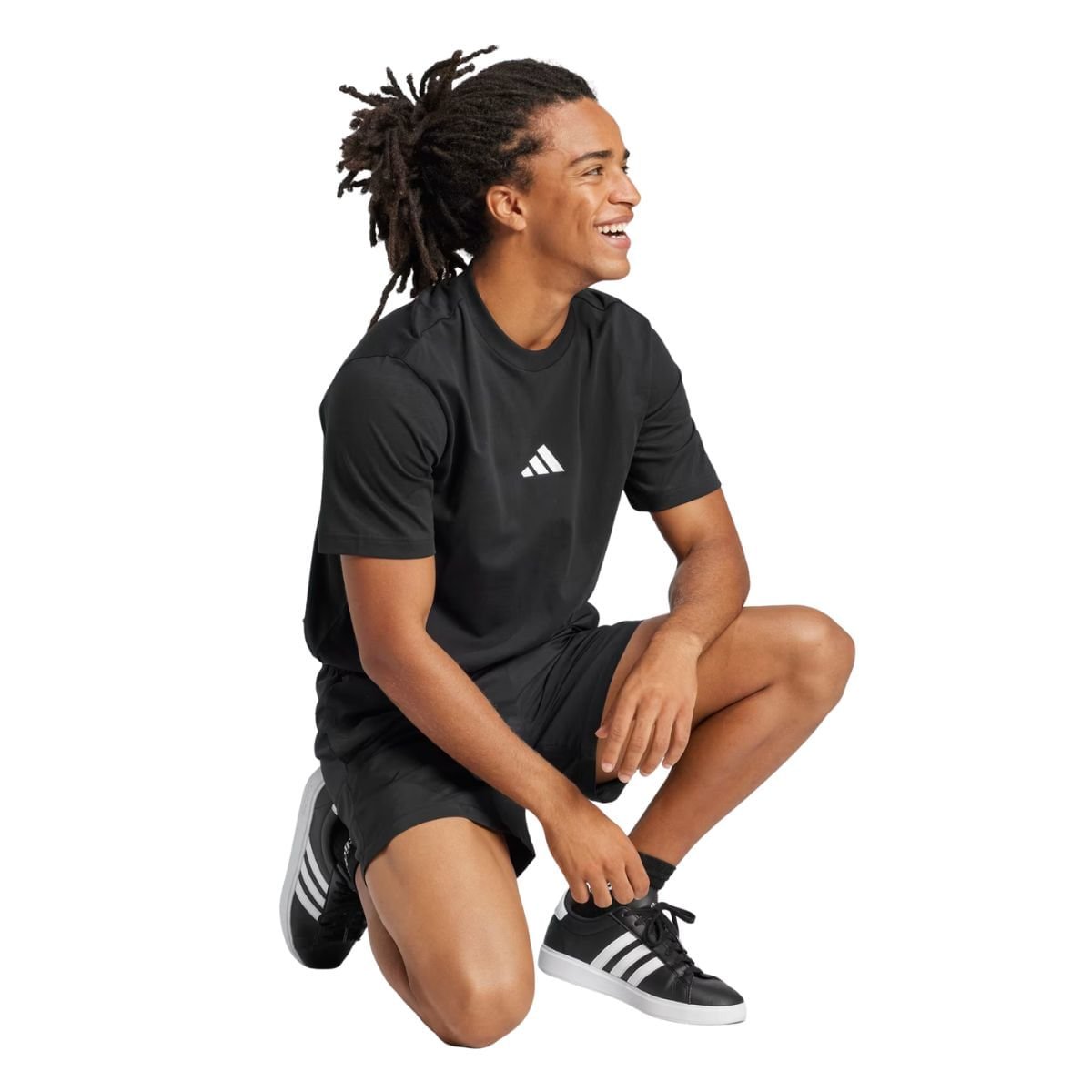 Camiseta Masculina Essentials Com Logo Pequeno Adidas Preta Preto 2