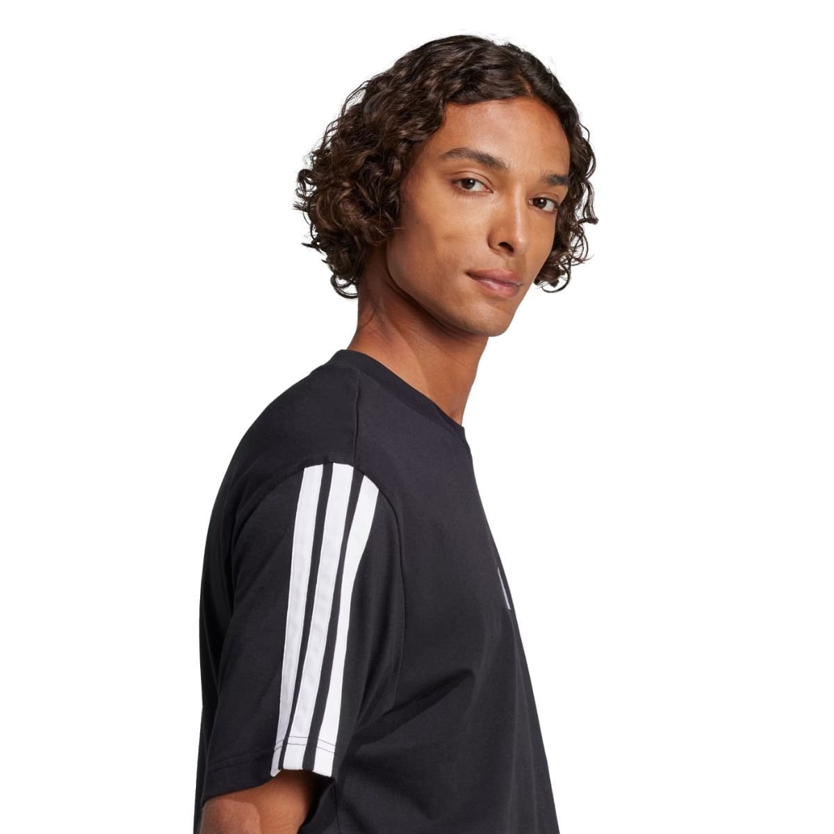 Camiseta Masculina Essentials Três Listras Adidas Preta Preto 2