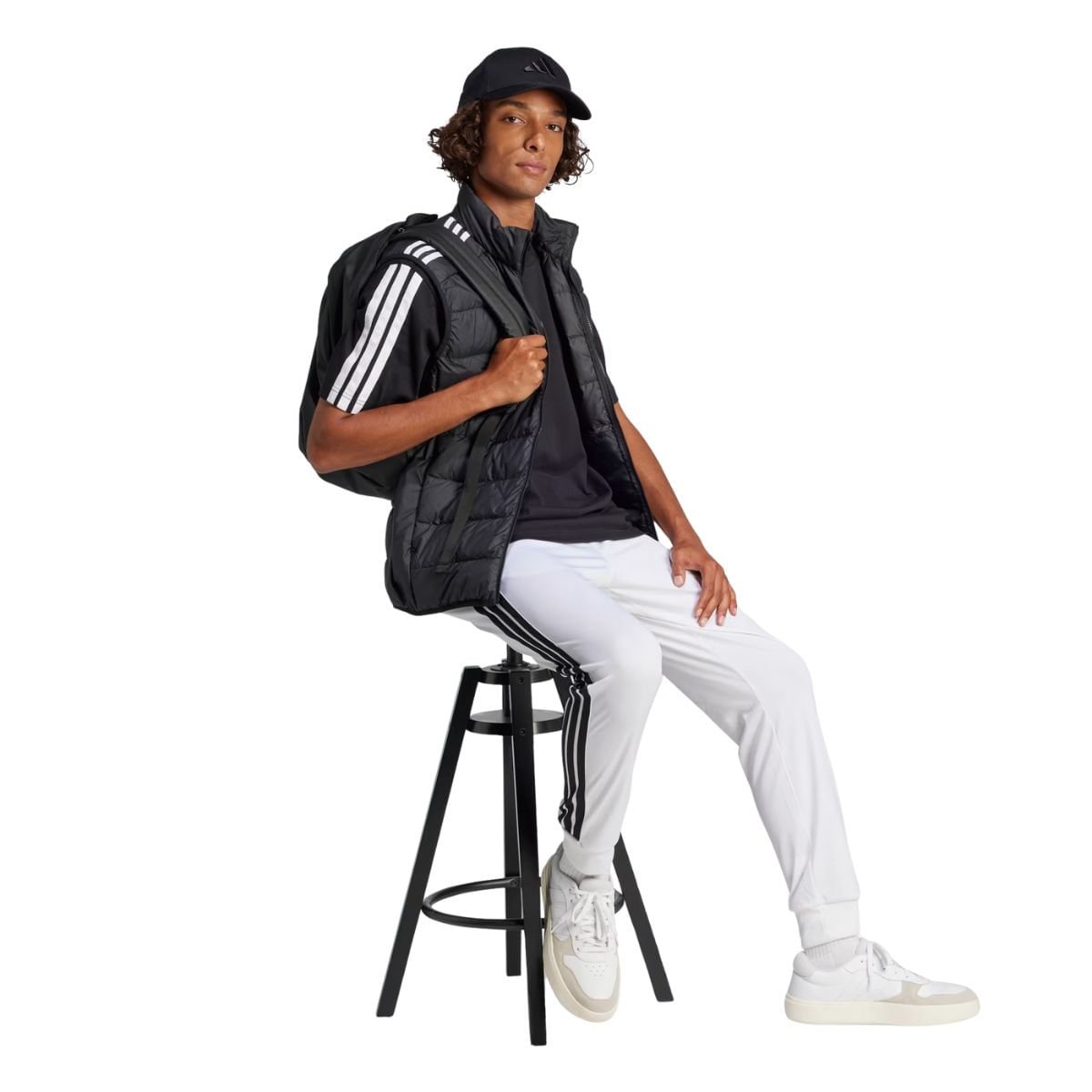 Camiseta Masculina Essentials Três Listras Adidas Preta Preto 3