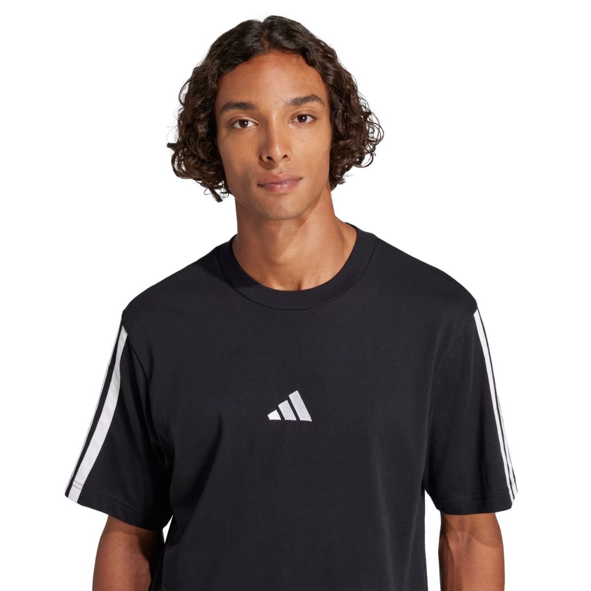 Camiseta Masculina Essentials Três Listras Adidas Preta Preto 4