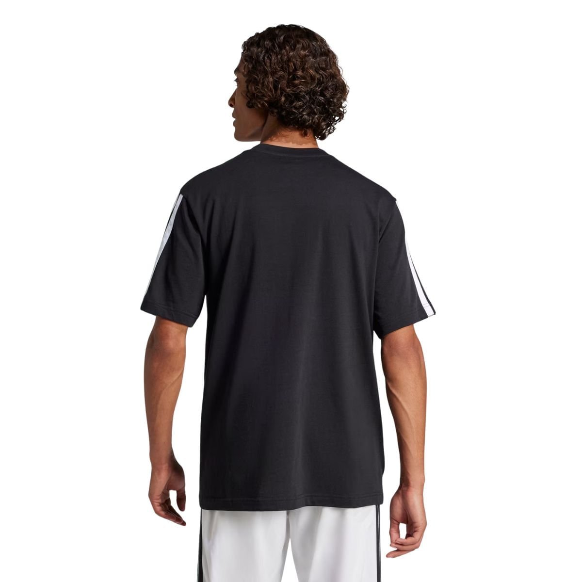 Camiseta Masculina Essentials Três Listras Adidas Preta Preto 5