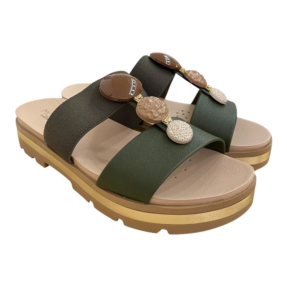 Tamanco Feminino Anabela Modare Ultraconforto Verde Verde/Marrom 2