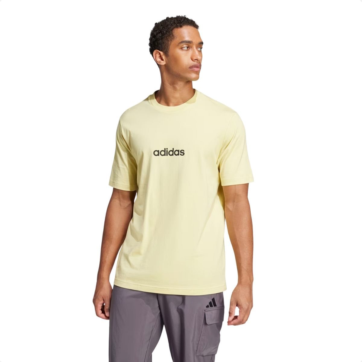 Camiseta Masculina Essentials Single Jersey Adidas Amarela