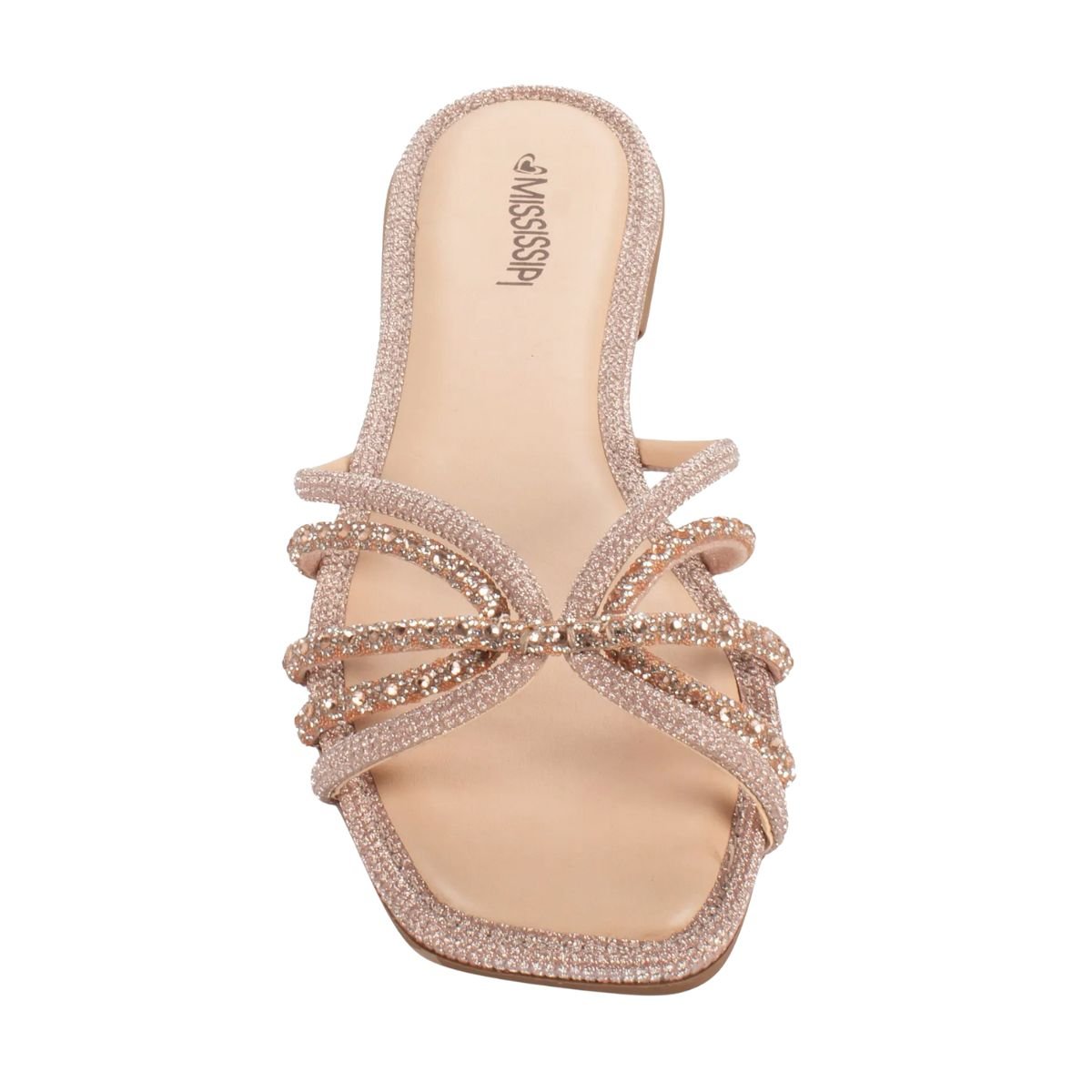 Tamanco Feminino Rasteiro Slide Mississipi Rosa Dourado 4