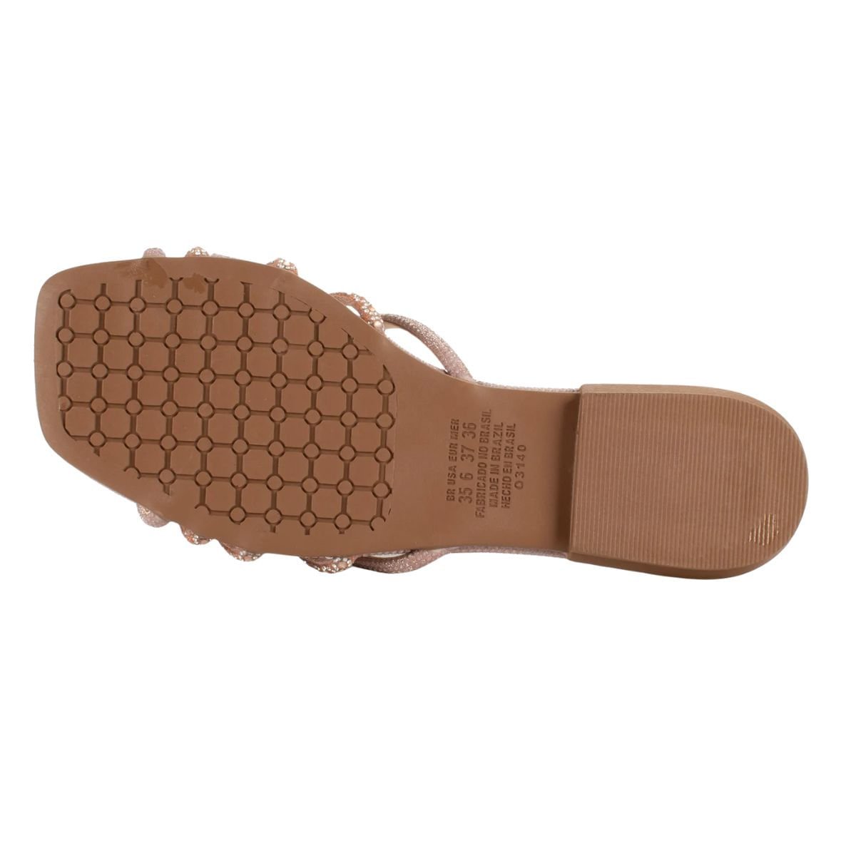 Tamanco Feminino Rasteiro Slide Mississipi Rosa Dourado 5