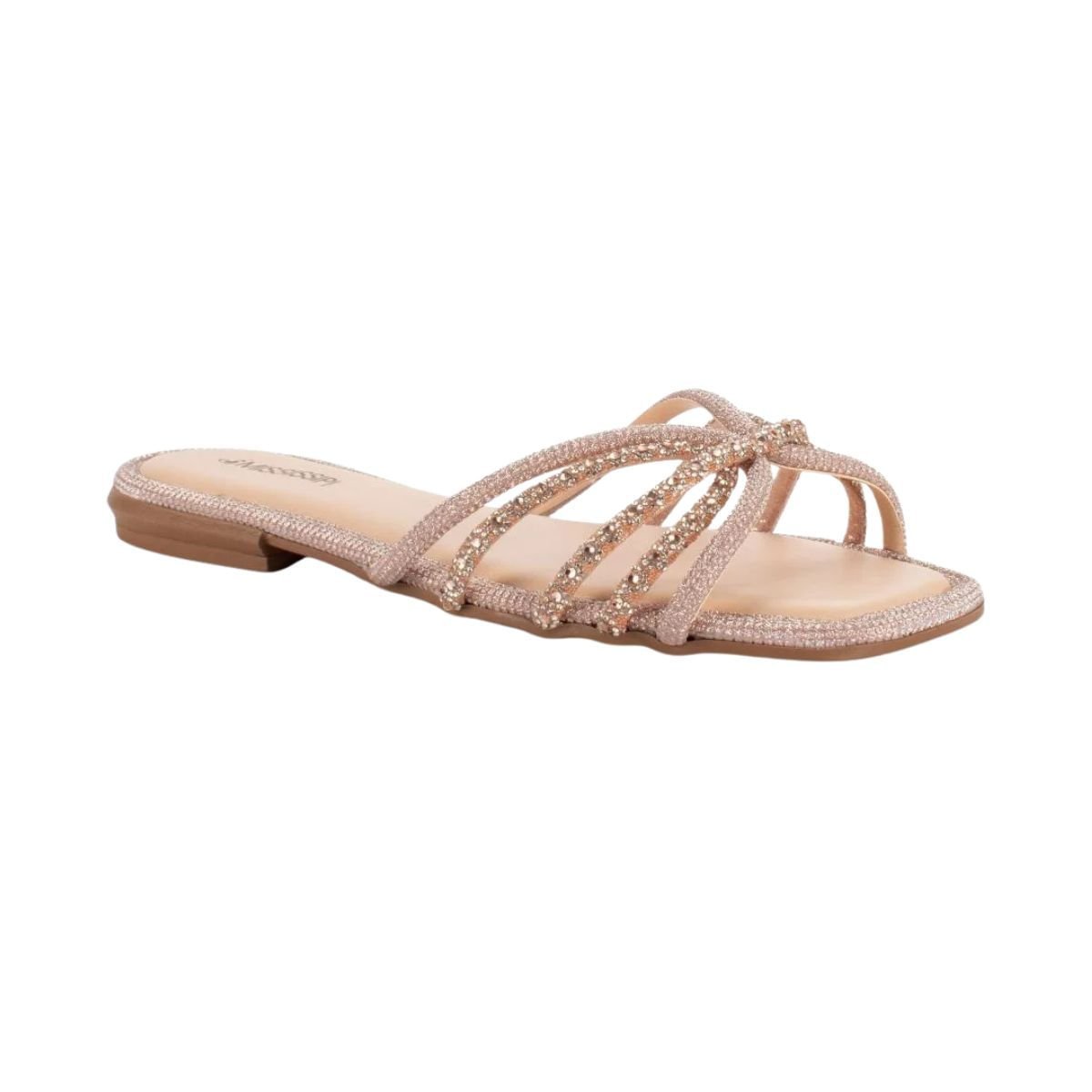 Tamanco Feminino Rasteiro Slide Mississipi Rosa Dourado 2