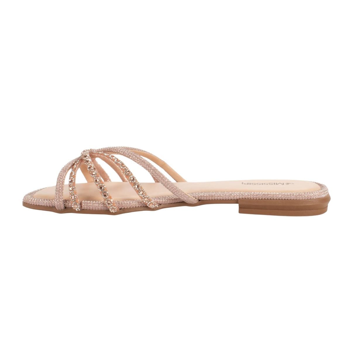 Tamanco Feminino Rasteiro Slide Mississipi Rosa Dourado 6