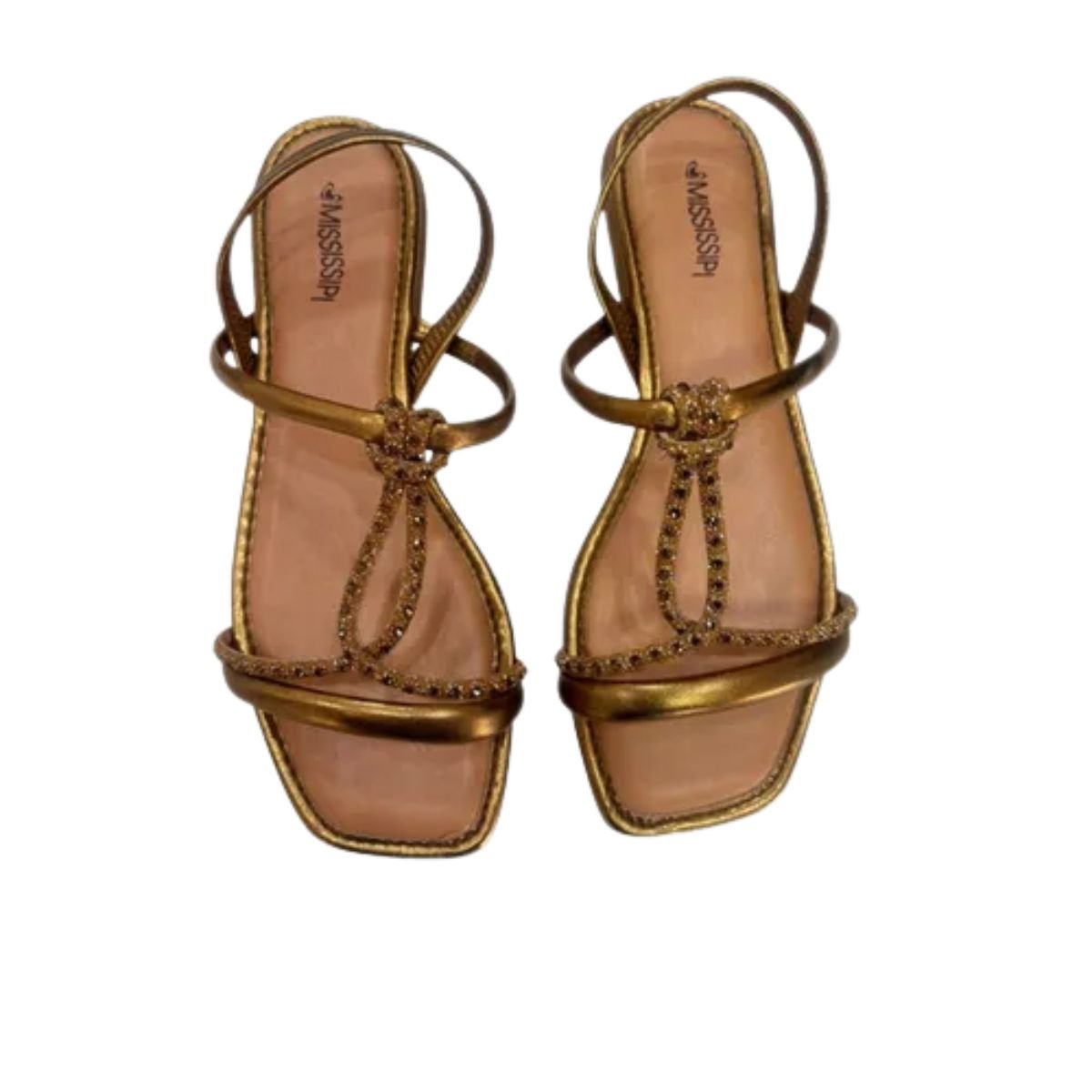 Sandália Feminina Rasteira Mississipi Dourada Bronze 2