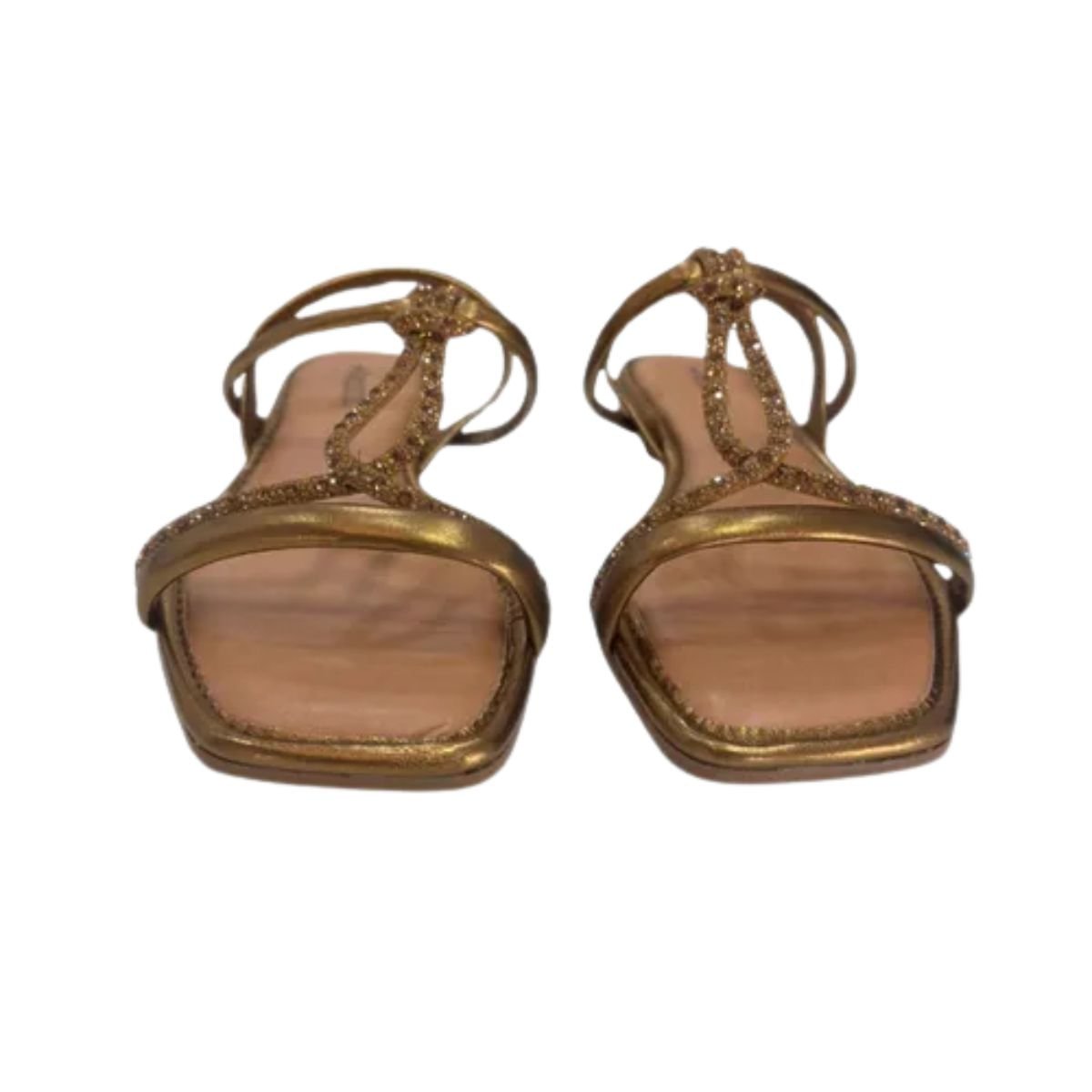 Sandália Feminina Rasteira Mississipi Dourada Bronze 3