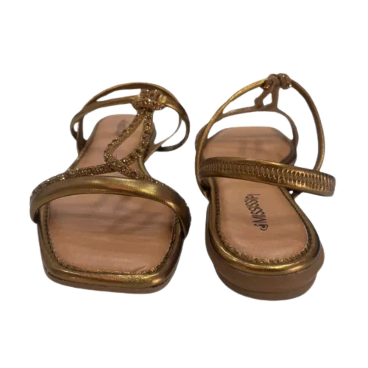 Sandália Feminina Rasteira Mississipi Dourada Bronze 5