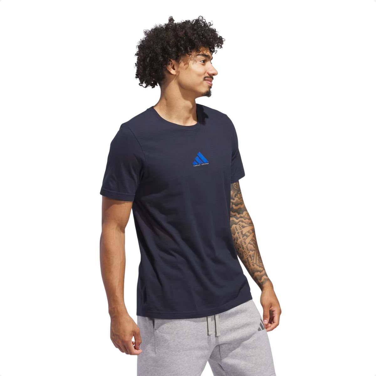 Camiseta Masculina Adidas Codes Photoreal Preta Com Detalhes Em Azul Azul 1