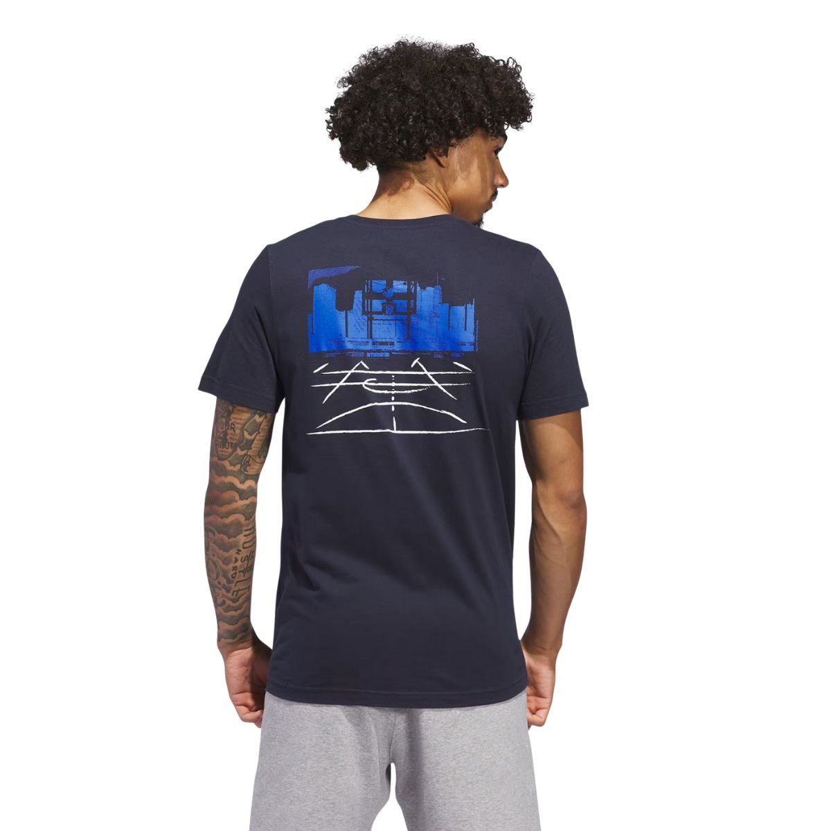 Camiseta Masculina Adidas Codes Photoreal Preta Com Detalhes Em Azul Azul 5