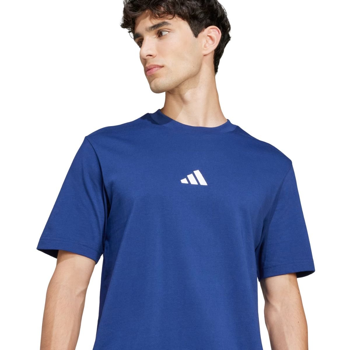 Camiseta Mascculina Essentials Com Logo Pequena Adidas Azul Azul 3