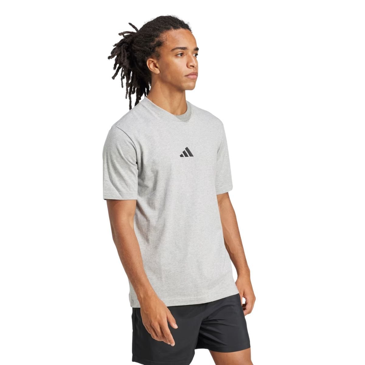 Camiseta Masculina Essentials Com Logo Pequena Adidas Cinza Cinza 2