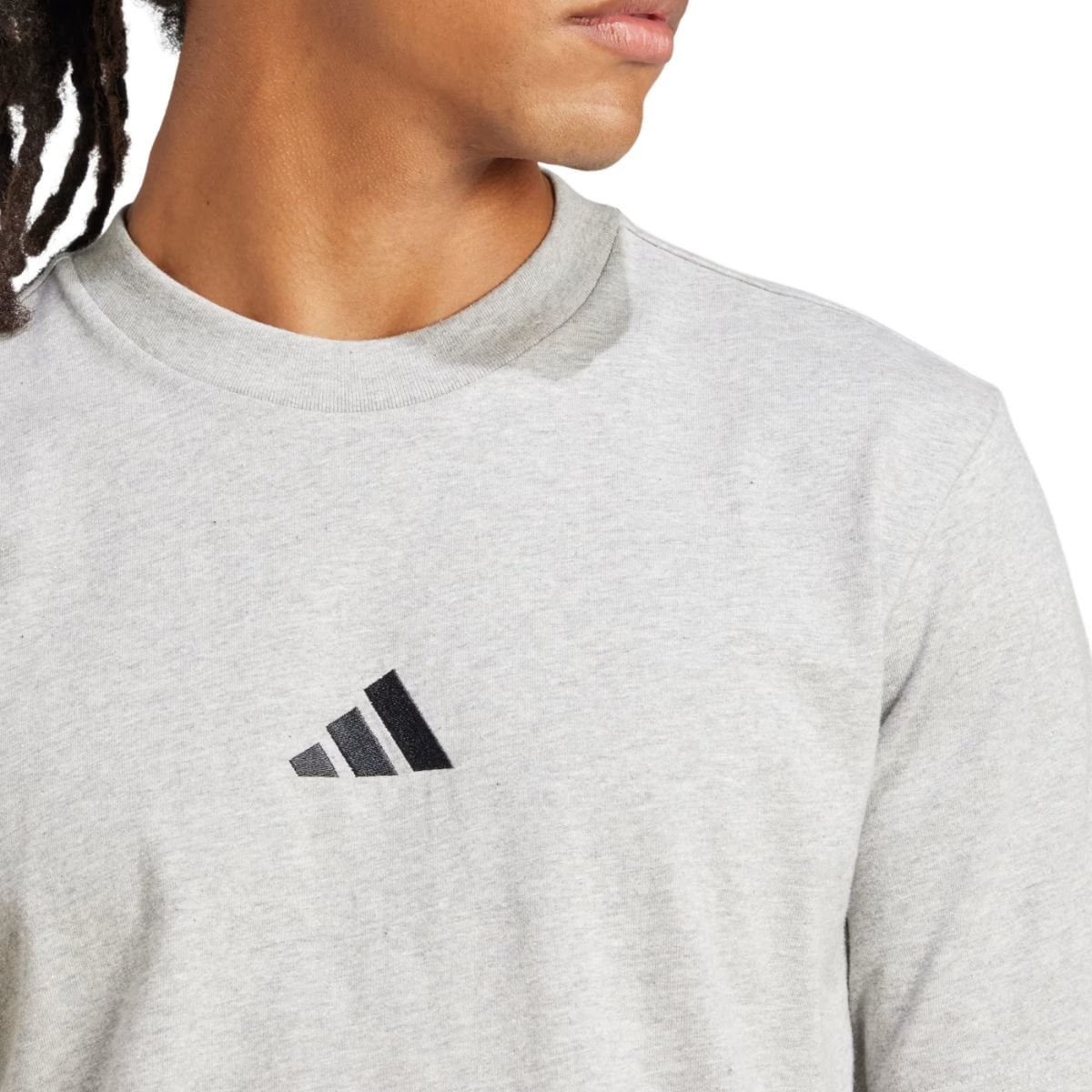 Camiseta Masculina Essentials Com Logo Pequena Adidas Cinza Cinza 3