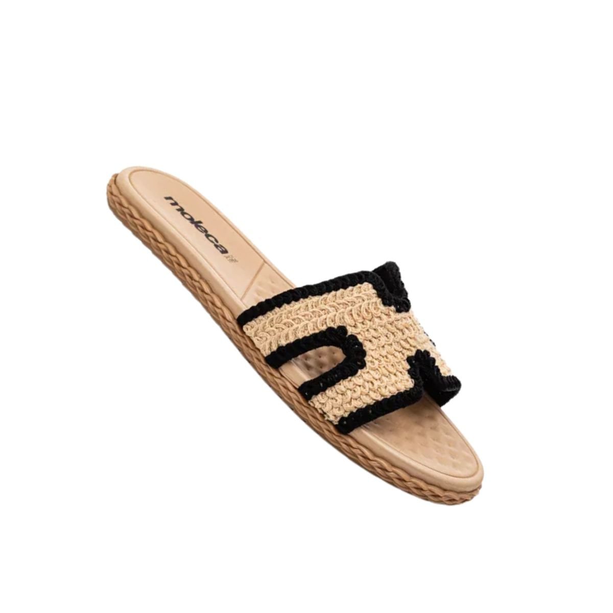 Tamanco Feminino Rasteiro Moleca Preto E Bege Bege/Preto 6