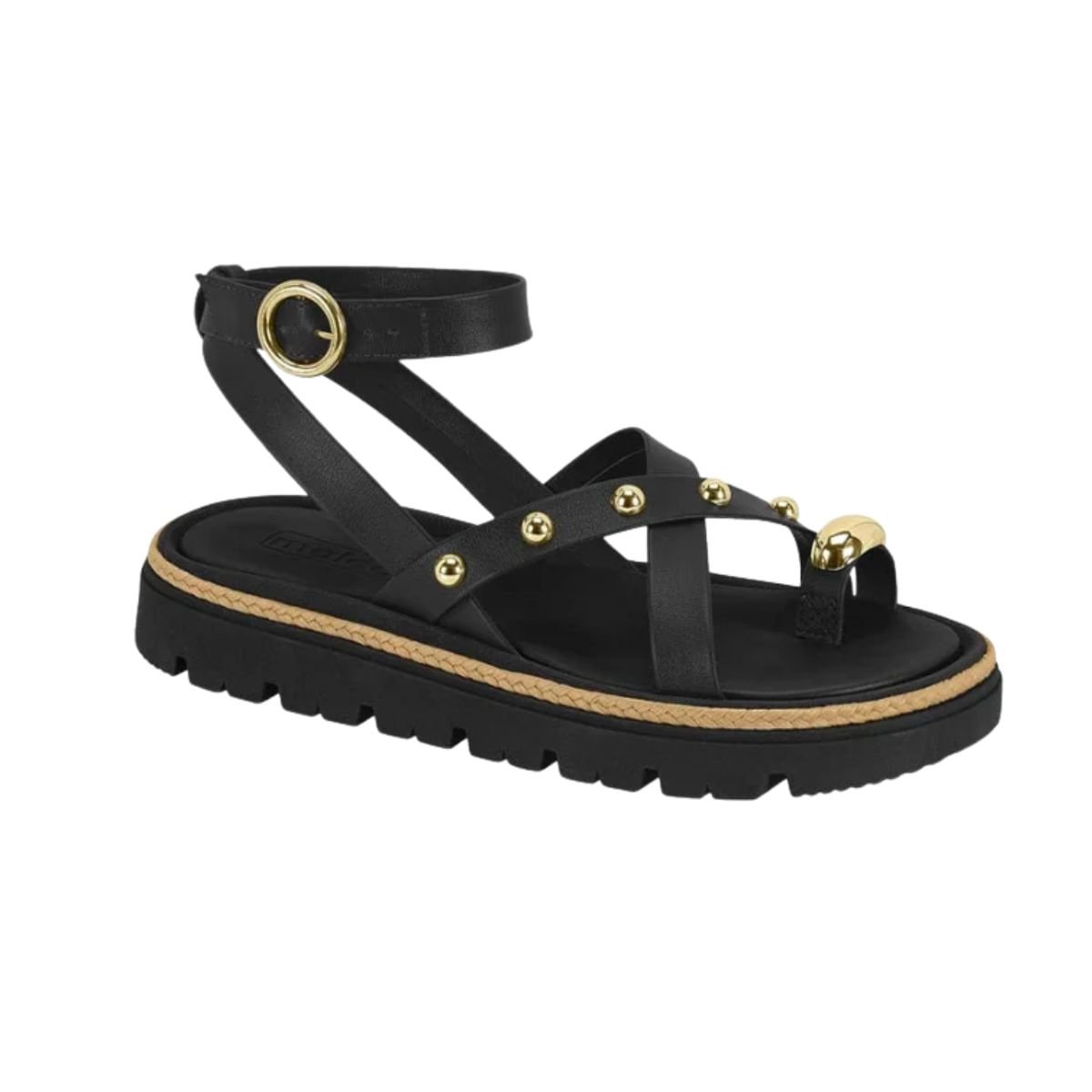 Sandália Feminina Papete Moleca Napa Turim Preta Preto 2