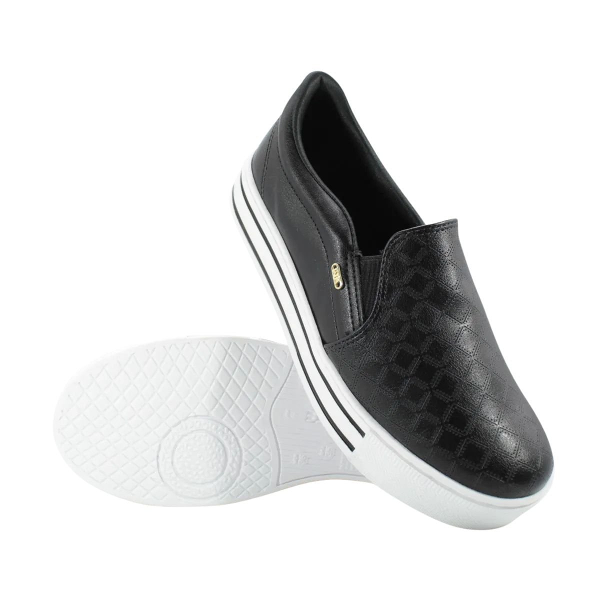 Tênis Moda Feminino Slip On Via Marte Preto Preto 6
