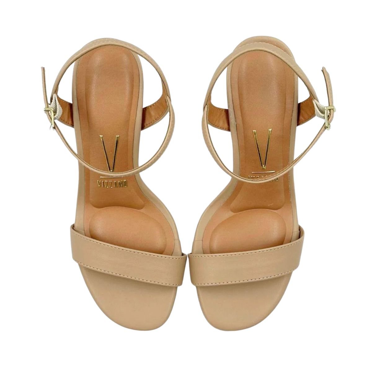 Sandália Feminina Salto Alto Grosso Vizzano Bege Bege 4