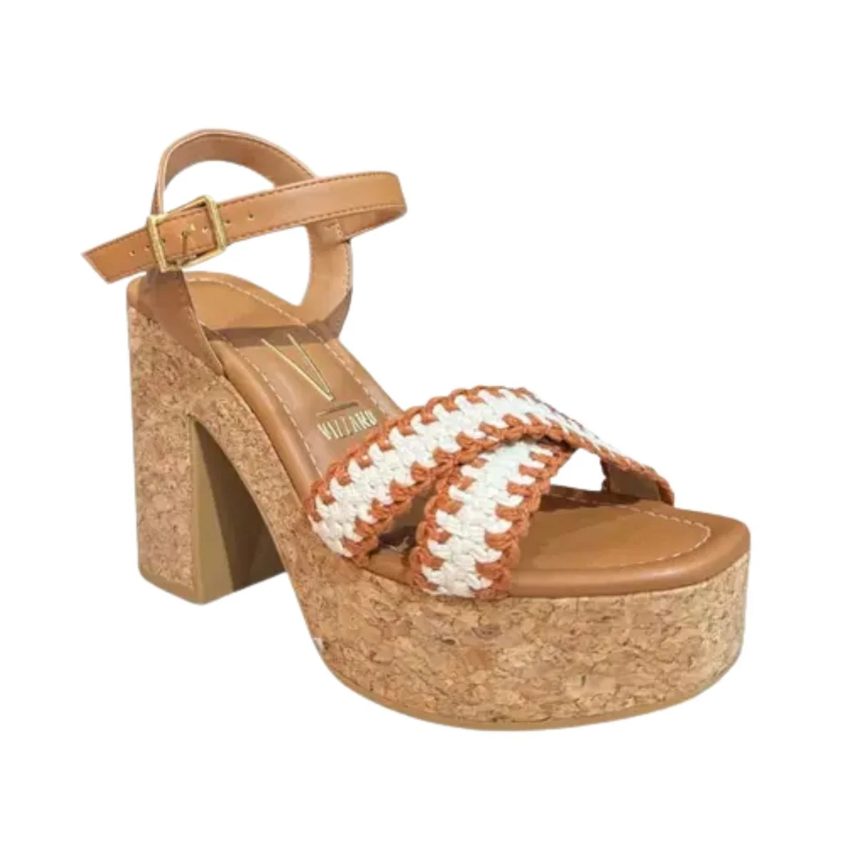 Sandália Feminina Salto Alto Vizzano Marrom Bege 2