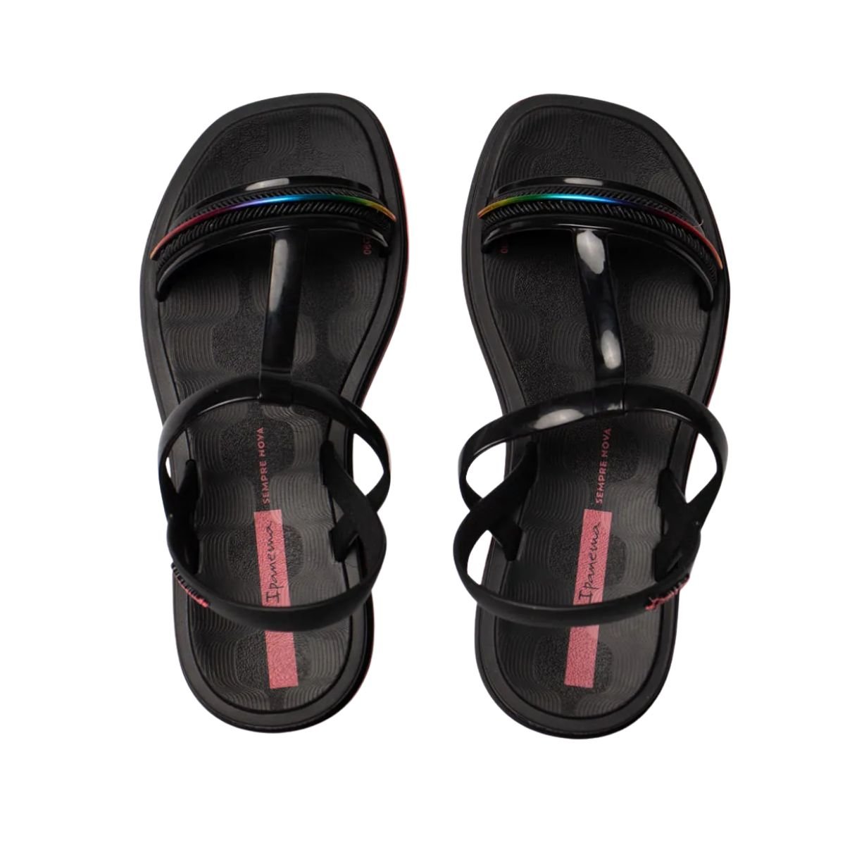 Sandália Infantil Rasteira Ipanema Glow Preta Preto/Rosa 2