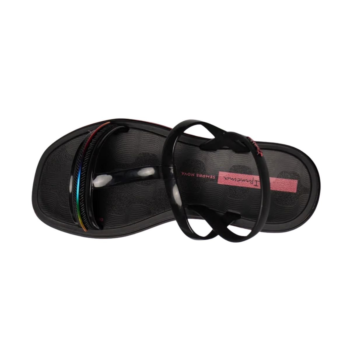 Sandália Infantil Rasteira Ipanema Glow Preta Preto/Rosa 6