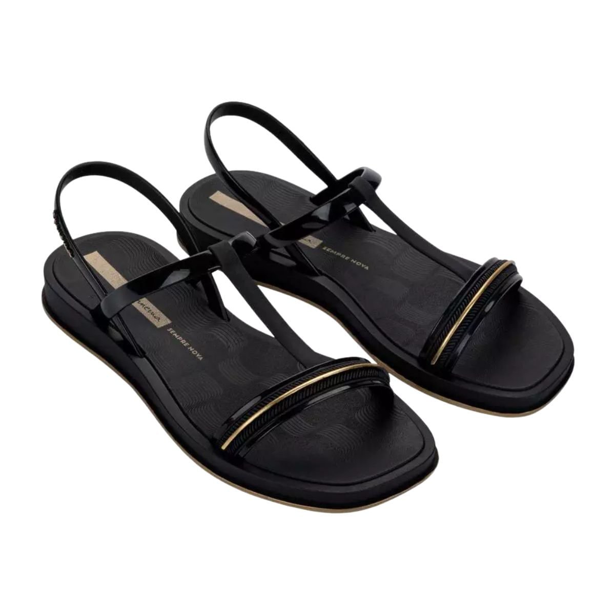 Sandália Feminina Rasteira Ipanema Glow Preta Preto 2