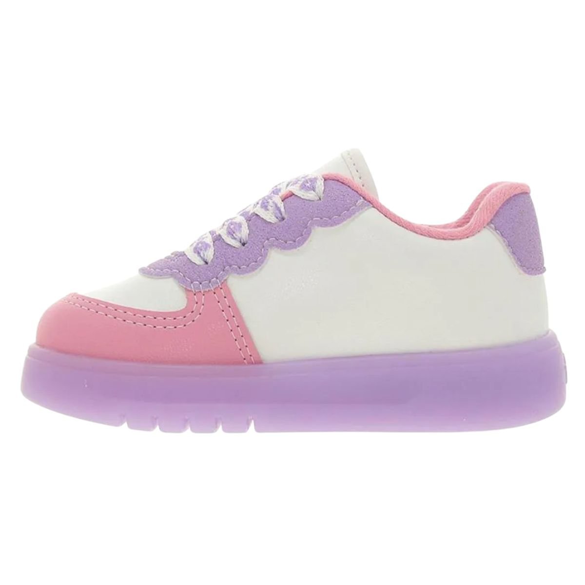 Tênis Casual Infantil Molekinha Led Branco E Lilás Branco/Roxo/Rosa 6