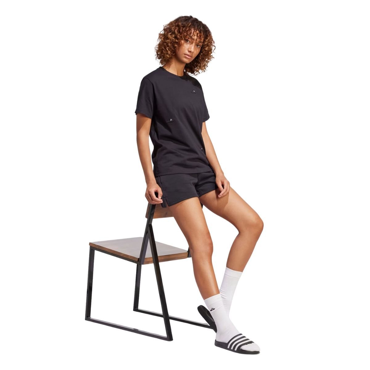 Camiseta Feminina Adidas Lounge Slide Tee Preta Preto 6