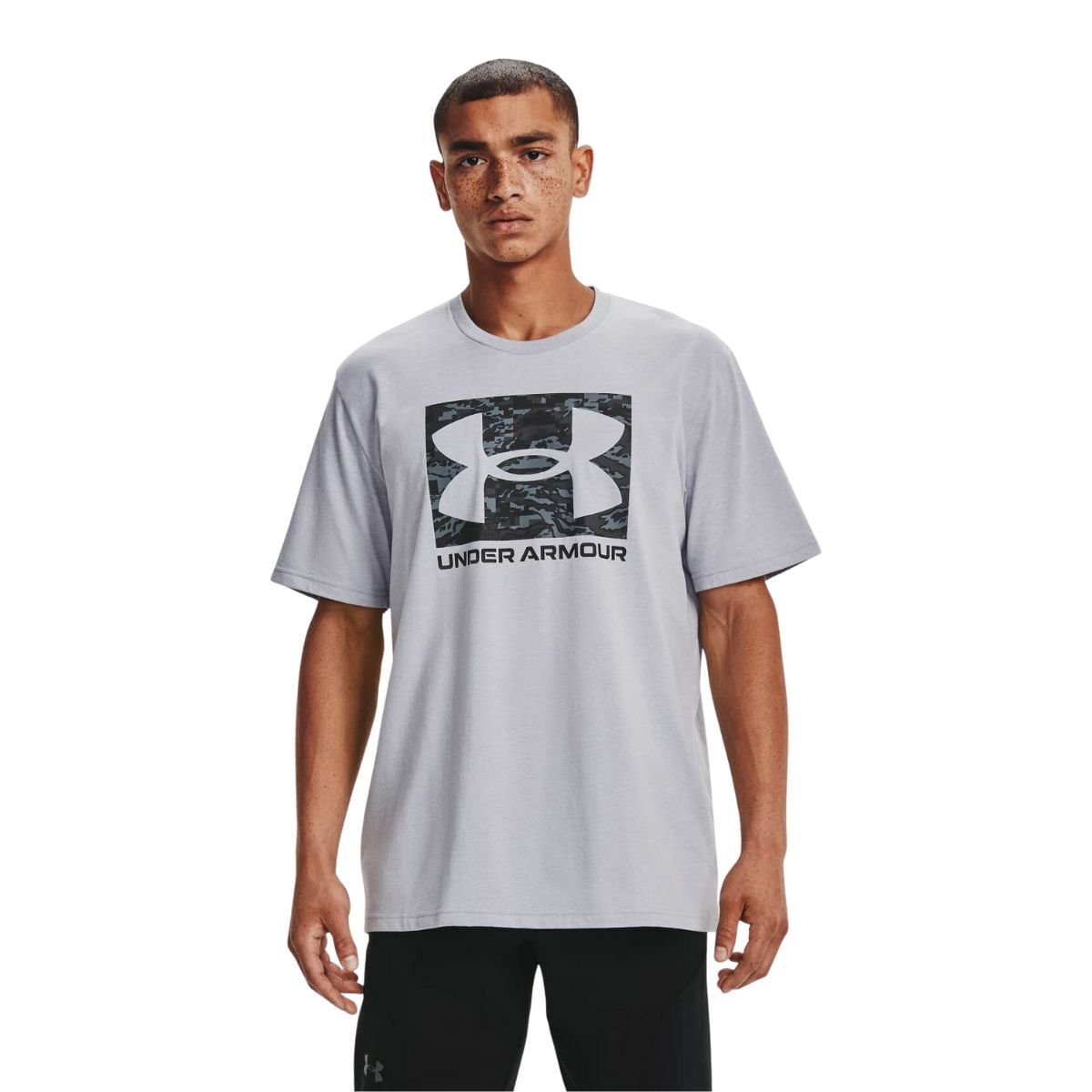 Camiseta Masculina Under Armour Abc Carmo Boxed Logo Cinza Cinza 2