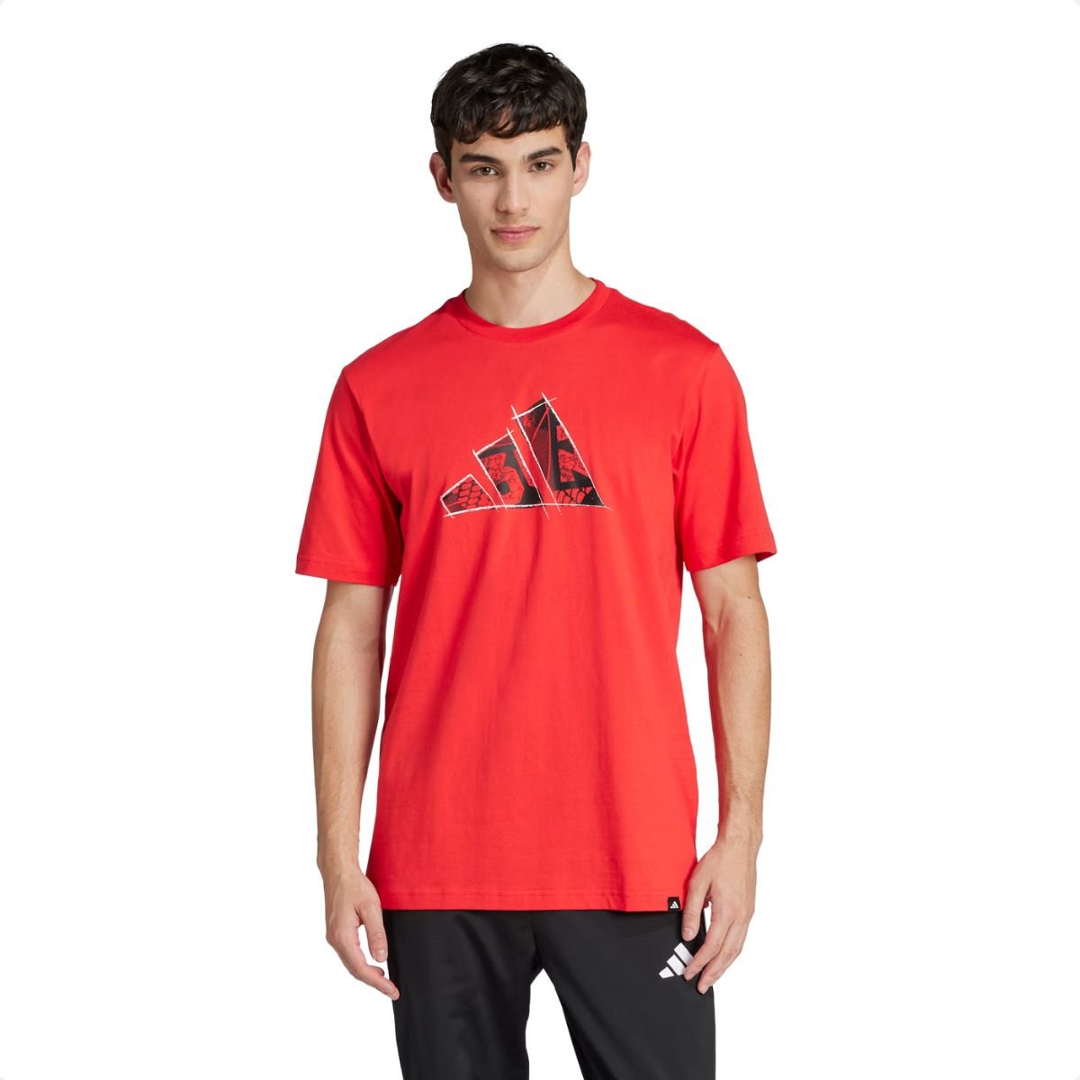 Camiseta Masculina Adidas Estampada Logo Vermelha
