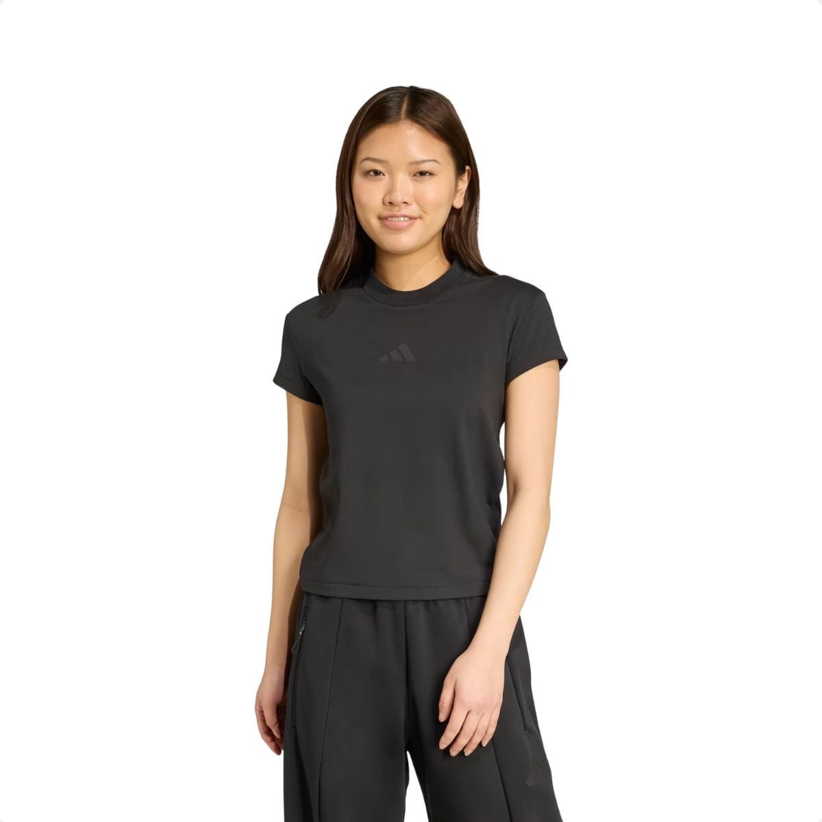 Camiseta Feminina Baby Look Adidas Preta