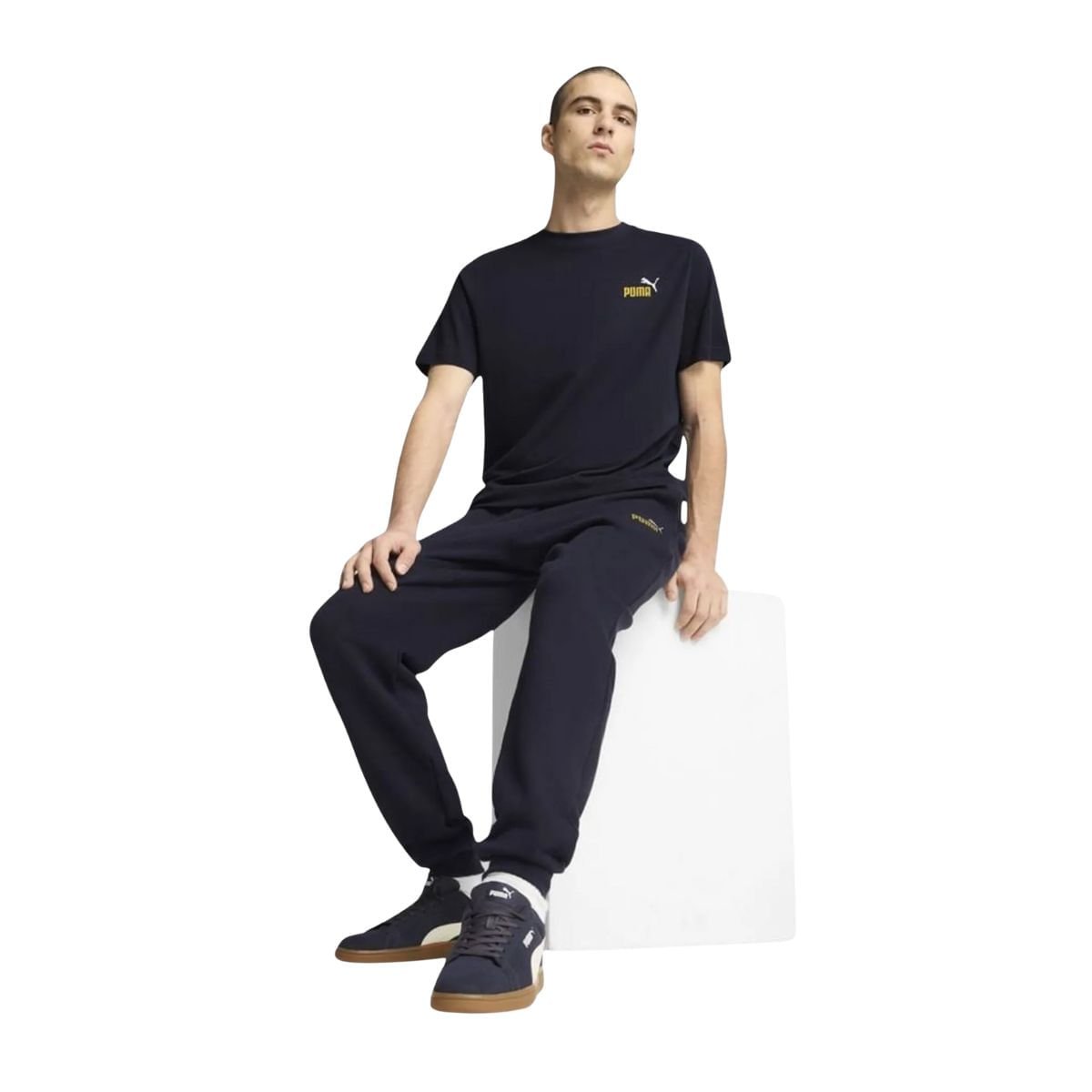 Camiseta Masculina Puma Essential 2 Color Small Logo Azul Preto 2