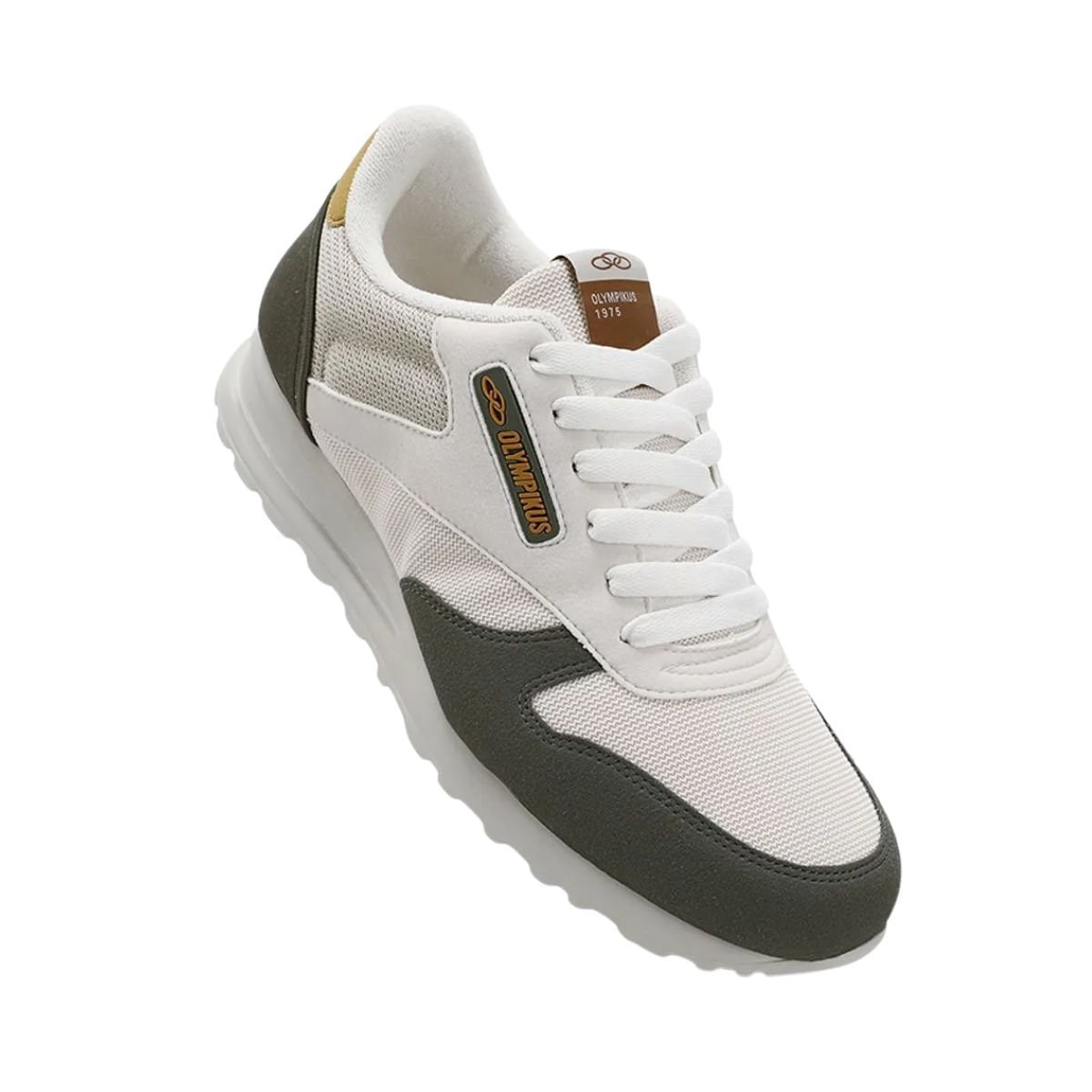 Tênis Casual Masculino Olympikus Jogging 101 Se Bege Branco/Cinza 2