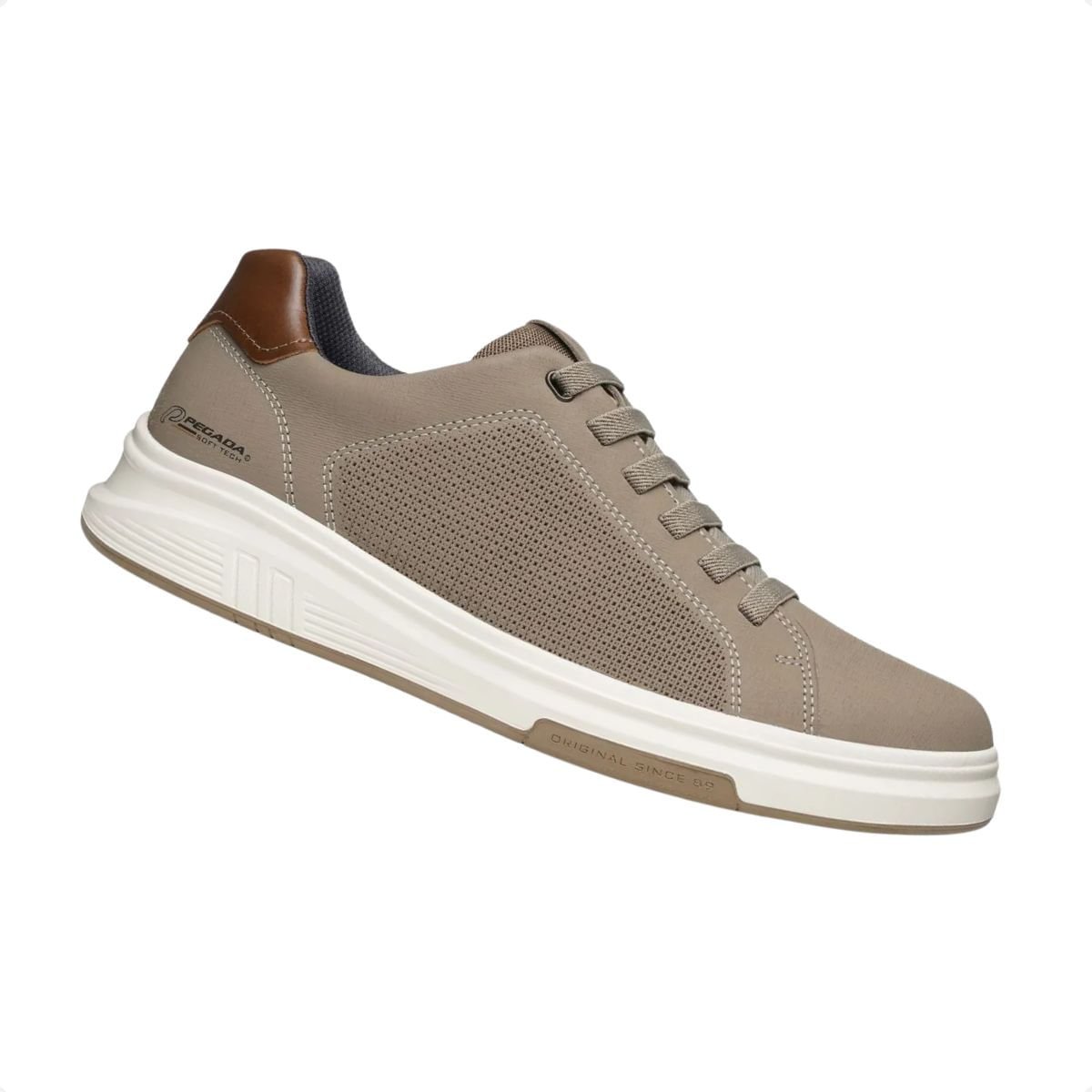 Tênis Casual Pegada Masculino Em Couro Areia Areia 7